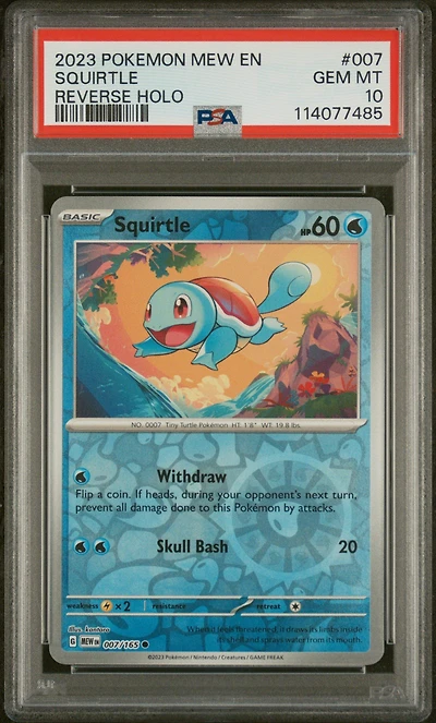 2023 Pokemon Mew En-151 007 Squirtle Reverse Holo PSA 10