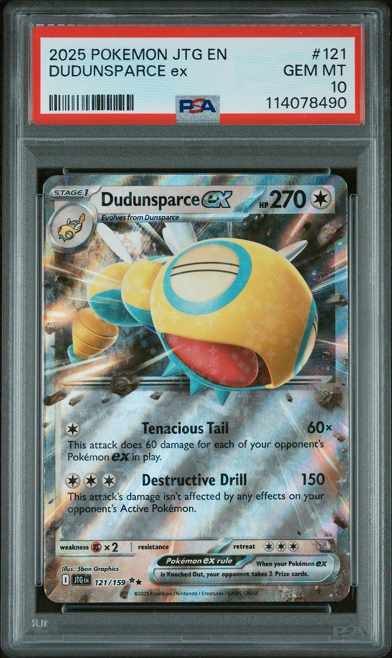 2025 Pokemon Jtg En-journey Together 121 Dudunsparce Ex PSA 10