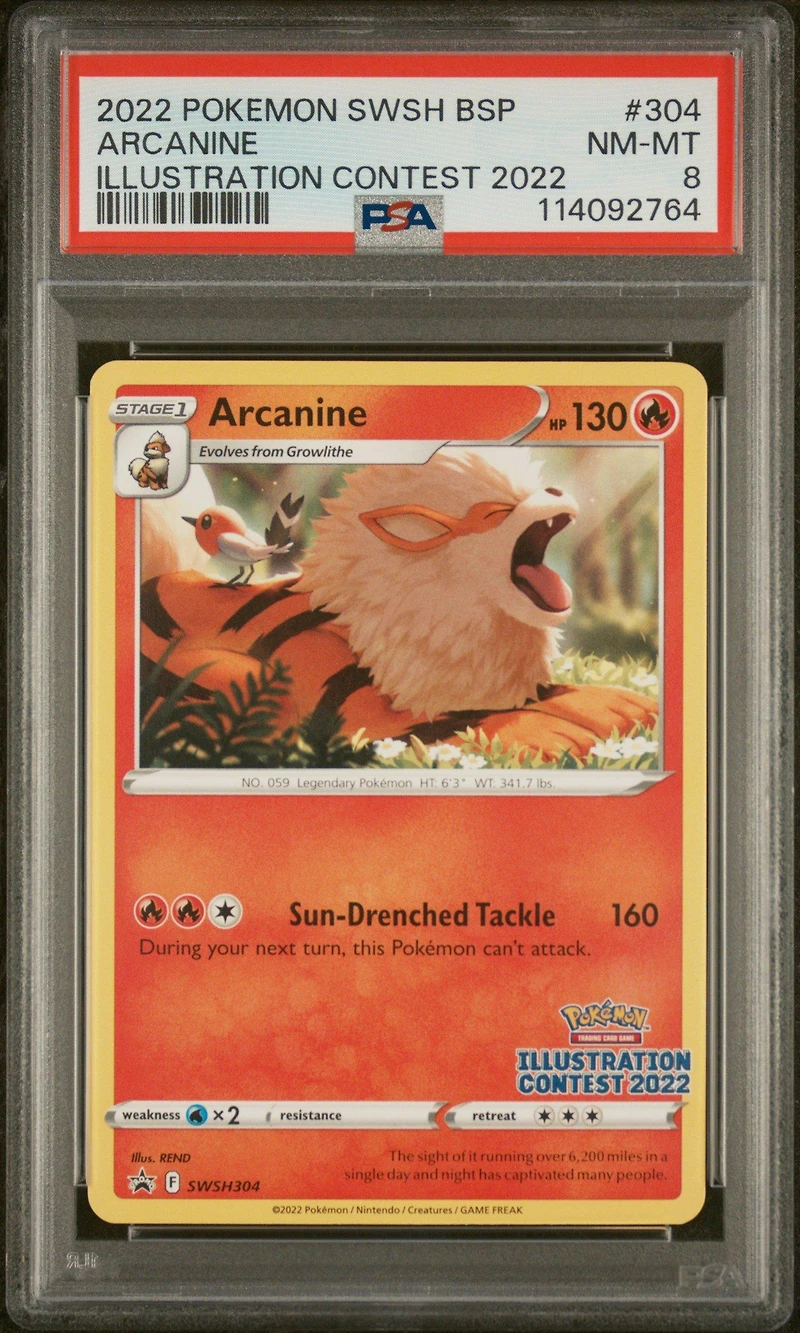 2022 Pokemon Swsh Black Star Promo 304 Arcanine Illustration Contest 2022 PSA