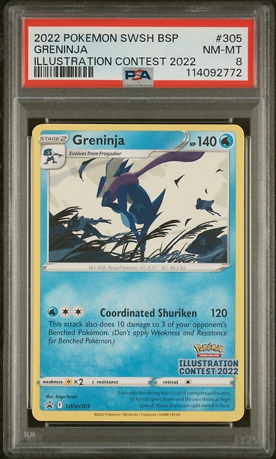 2022 Pokemon Swsh Black Star Promo 305 Greninja Illustration Contest 2022 PSA