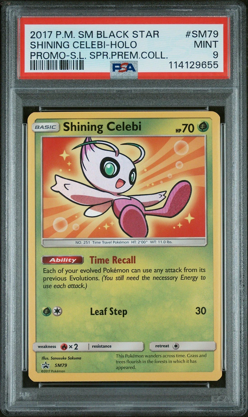 2017 Pokemon Sm Black Star Promo Sm79 Shining Celebi-holo Shining Legends Super Premium Collection PSA