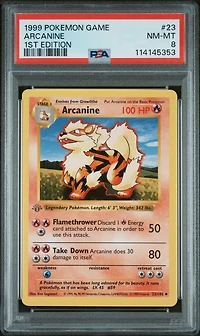 1999 Pokemon Game 23 Arcanine 1st Edition PSA