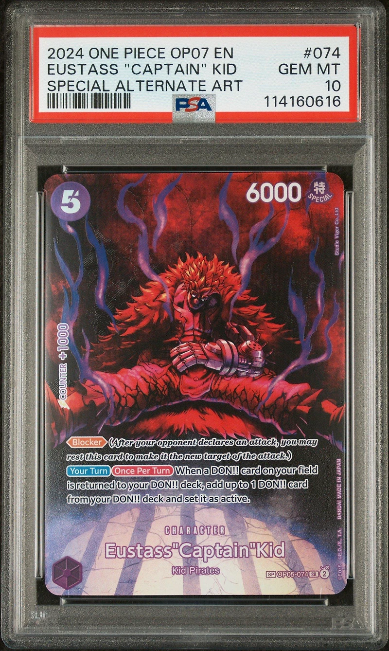 2024 One Piece Op07-500 Years In The Future 074 Eustass "captain" Kid Special Alternate Art PSA 10