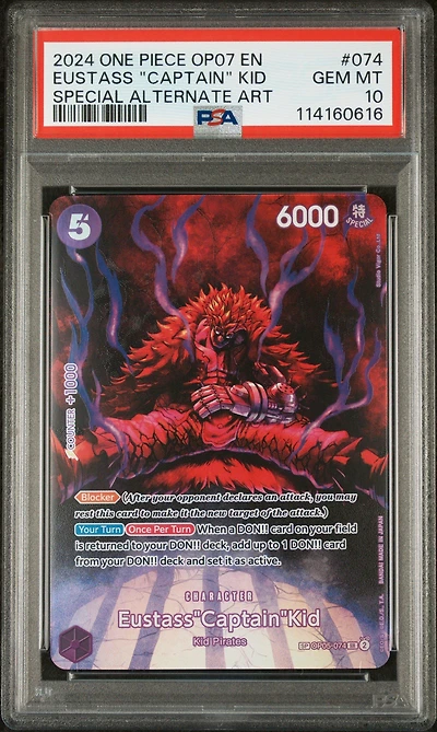 2024 One Piece Op07-500 Years In The Future 074 Eustass "captain" Kid Special Alternate Art PSA 10