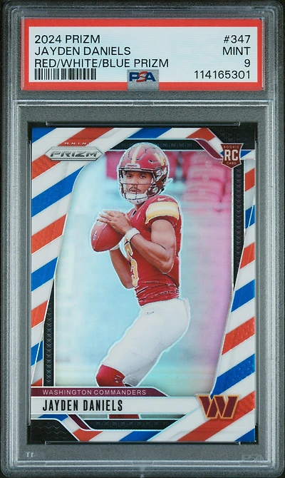 2024 Panini Prizm 347 Jayden Daniels Red/white/blue Prizm PSA