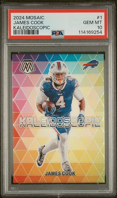 2024 Panini Mosaic Kaleidoscopic 1 James Cook PSA 10