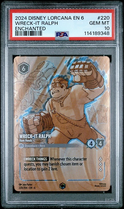 2024 Disney Lorcana En 6-azurite Sea 220 Wreck-it Ralph - Ham Hands Enchanted PSA 10