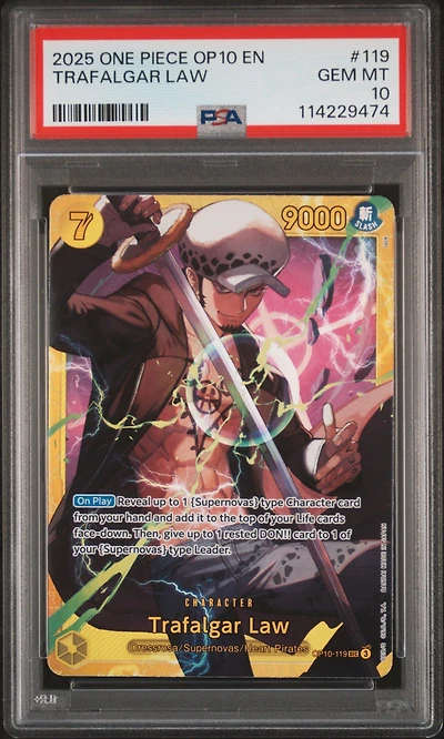 2025 One Piece Op10-royal Blood 119 Trafalgar Law PSA 10
