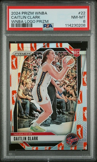 2024 Panini Prizm Wnba 22 Caitlin Clark Wnba Logo Prizm PSA 8
