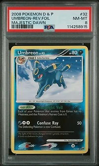 2008 Pokemon Diamond & Pearl Majestic Dawn 32 Umbreon-reverse Foil PSA 8