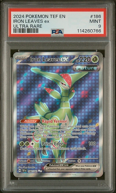2024 Pokemon Tef En-temporal Forces 186 Iron Leaves Ex Ultra Rare PSA