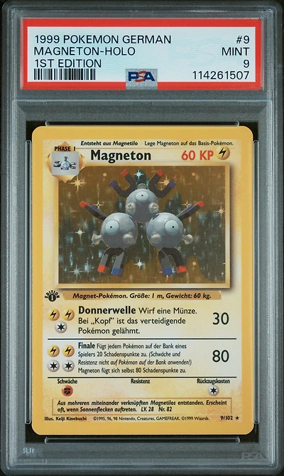 1999 Pokemon German 9 Magneton-holo 1st Edition PSA 9