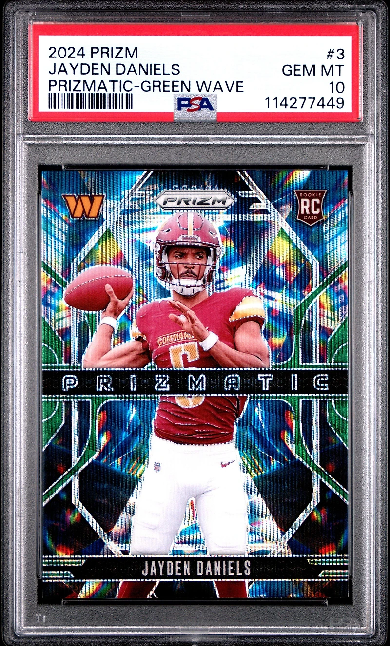 2024 Panini Prizm Prizmatic 3 Jayden Daniels Green Wave PSA