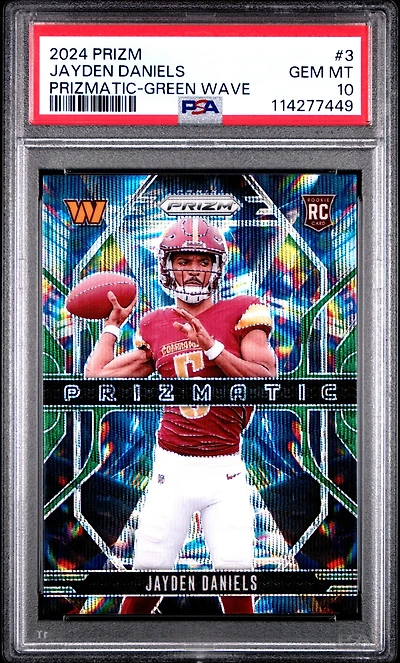 2024 Panini Prizm Prizmatic 3 Jayden Daniels Green Wave PSA