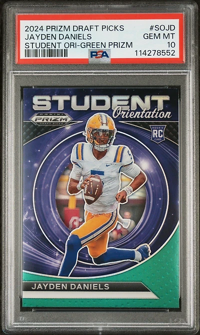 2024 Panini Prizm Draft Picks Student Orientation Sojd Jayden Daniels Green Prizm PSA 10