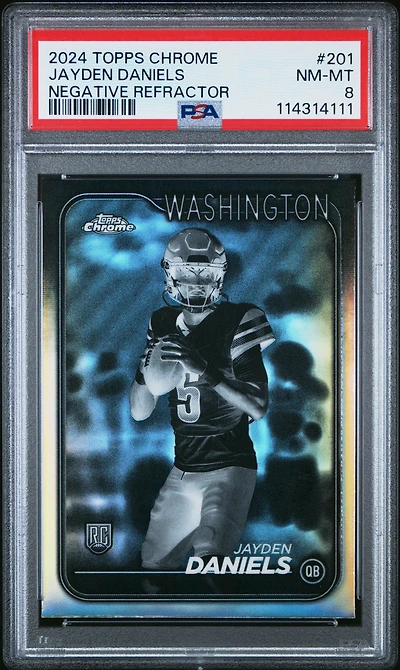 2024 Topps Chrome 201 Jayden Daniels Negative Refractor PSA 8
