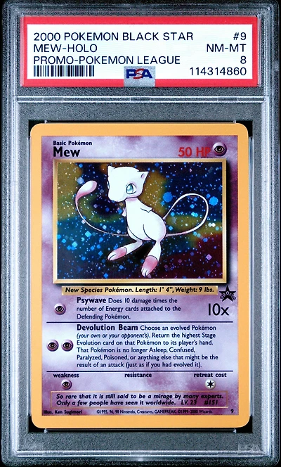 2000 Pokemon Promo Black Star 9 Mew-holo Pokemon League PSA