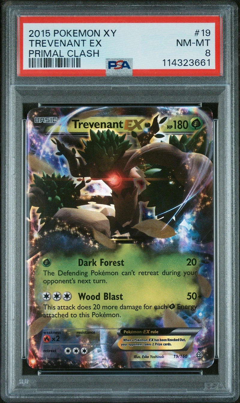 2015 Pokemon Xy Primal Clash 19 Trevenant Ex PSA 8