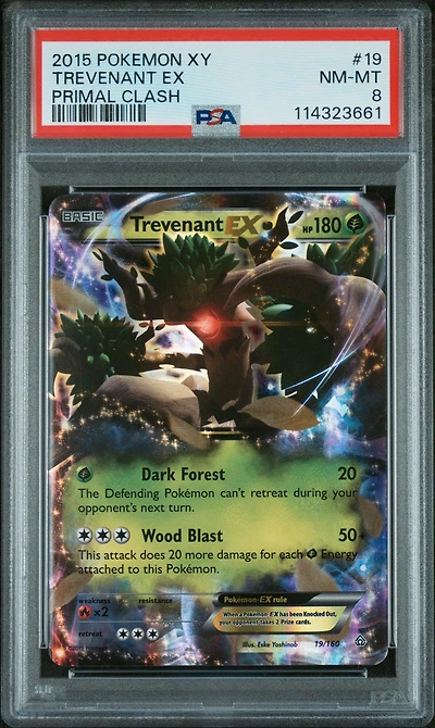 2015 Pokemon Xy Primal Clash 19 Trevenant Ex PSA 8