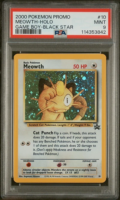 2000 Pokemon Promo Black Star 10 Meowth-holo Game Boy PSA