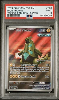 2024 Pokemon Svp En-sv Black Star Promo 098 Iron Thorns Temporal Forces Pokemon Center Elite Trainer Box-iron Leaves PSA 9
