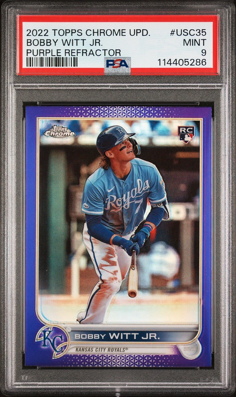 2022 Topps Chrome Update Usc35 Bobby Witt Jr. Purple Refractor PSA 9