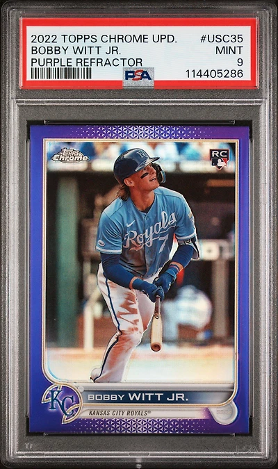 2022 Topps Chrome Update Usc35 Bobby Witt Jr. Purple Refractor PSA 9