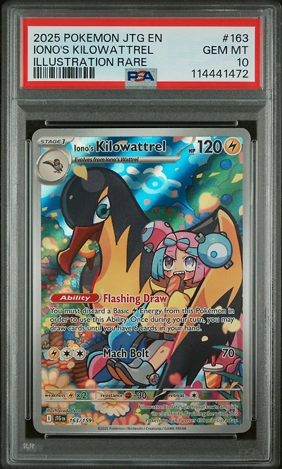 2025 Pokemon Jtg En-journey Together 163 Iono's Kilowattrel Illustration Rare PSA