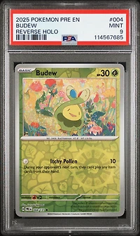 2025 Pokemon Pre En-prismatic Evolutions 004 Budew Reverse Holo PSA 9