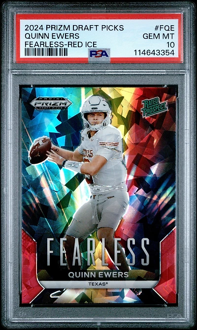 2024 Panini Prizm Draft Picks Fearless Fqe Quinn Ewers Red Ice PSA 10