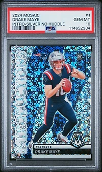 2024 Panini Mosaic Introductions 1 Drake Maye Silver No Huddle PSA 10