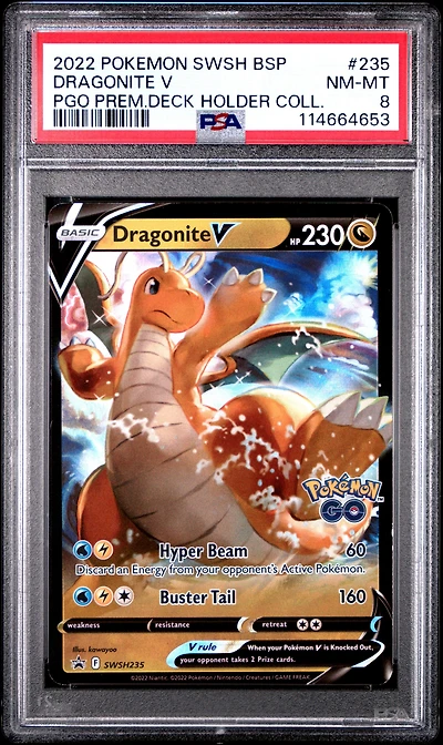 2022 Pokemon Swsh Black Star Promo 235 Dragonite V Pokemon Go Premier Deck Holder Collection PSA