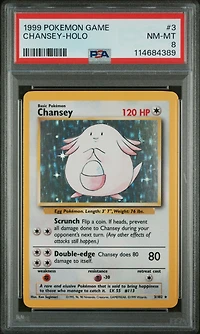 1999 Pokemon Game 3 Chansey-holo PSA 8
