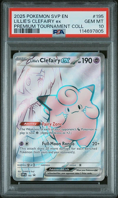 2025 Pokemon Svp En-sv Black Star Promo 195 Lillie's Clefairy Ex Lillie Premium Tournament Collection PSA
