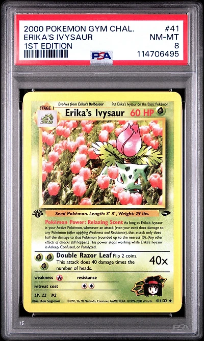 2000 Pokemon Gym Challenge 41 Erika's Ivysaur 1st Edition PSA