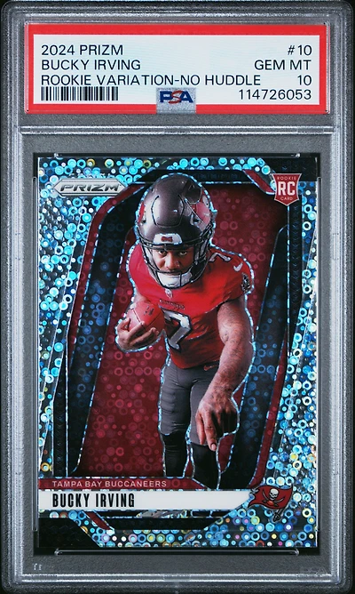 2024 Panini Prizm Rookie Variation 10 Bucky Irving No Huddle Prizm PSA 10