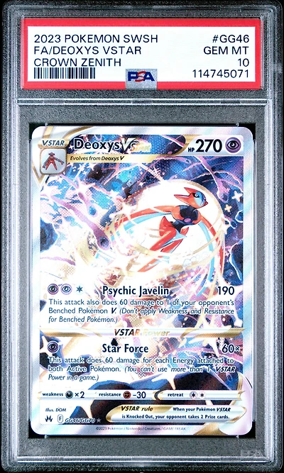 2023 Pokemon Sword And Shield Crown Zenith Gg46 Full Art/deoxys Vstar PSA