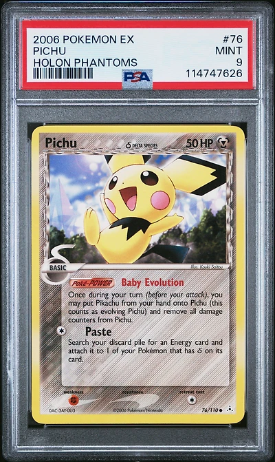2006 Pokemon Ex Holon Phantoms 76 Pichu PSA 9