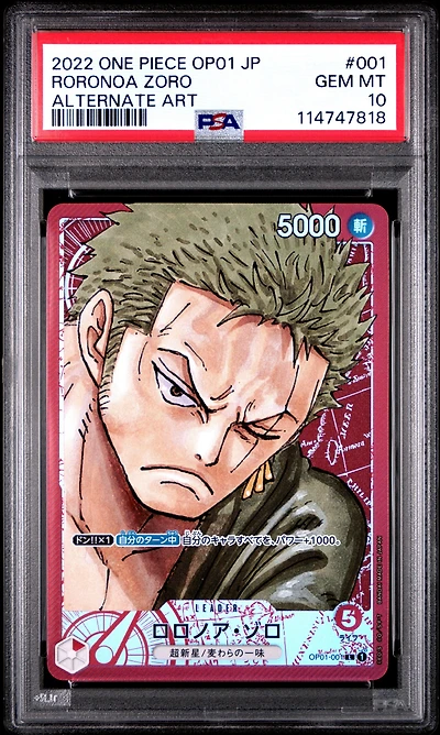 2022 One Piece Japanese Op01-romance Dawn Roronoa Zoro Alternate Art PSA 10