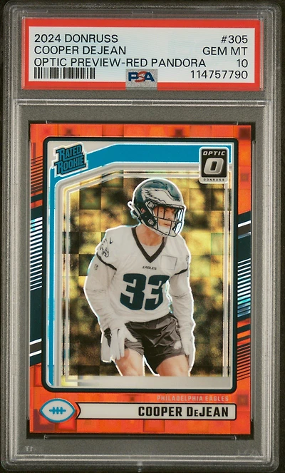 2024 Panini Donruss 305 Cooper Dejean Optic Preview-red Pandora PSA 10