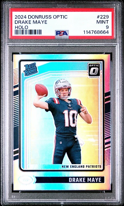 2024 Panini Donruss Optic 229 Drake Maye Holo PSA 9
