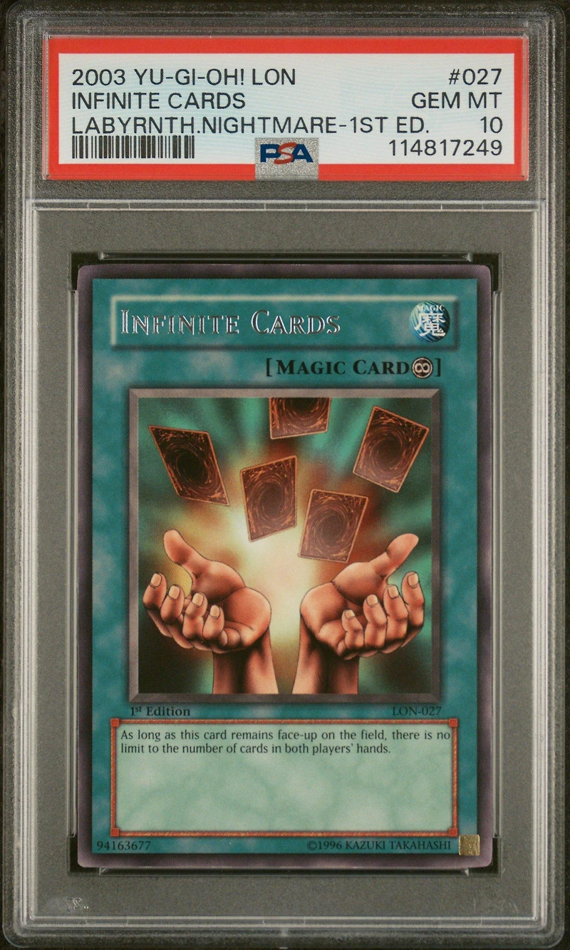 2003 Yu-gi-oh! Lon-labyrinth Of Nightmare 027 Infinite Cards 1st Edition PSA 10