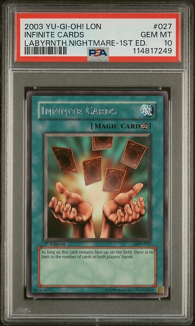 2003 Yu-gi-oh! Lon-labyrinth Of Nightmare 027 Infinite Cards 1st Edition PSA 10