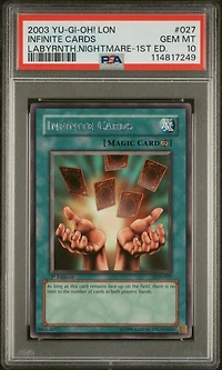 2003 Yu-gi-oh! Lon-labyrinth Of Nightmare 027 Infinite Cards 1st Edition PSA 10