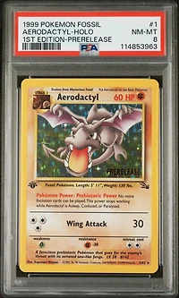 1999 Pokemon Fossil 1 Aerodactyl-holo 1st Edition-prerelease PSA