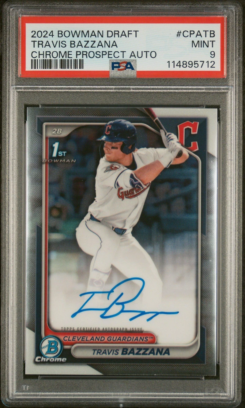 2024 Bowman Draft Chrome Prospect Autographs Cpatb Travis Bazzana PSA 9