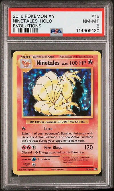 2016 Pokemon Xy Evolutions 15 Ninetales-holo PSA 8