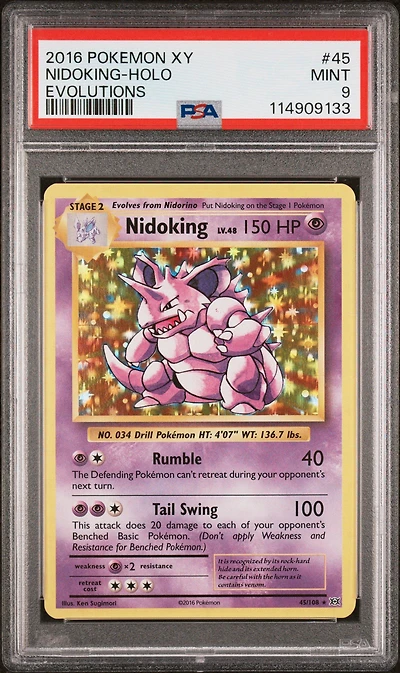 2016 Pokemon Xy Evolutions 45 Nidoking-holo PSA