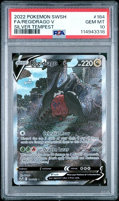 2022 Pokemon Sword & Shield Silver Tempest Full Art/regidrago V PSA