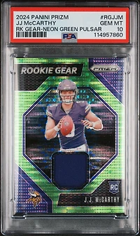 2024 Panini Prizm Rookie Gear Rgjjm Jj Mccarthy Neon Green Pulsar PSA 10